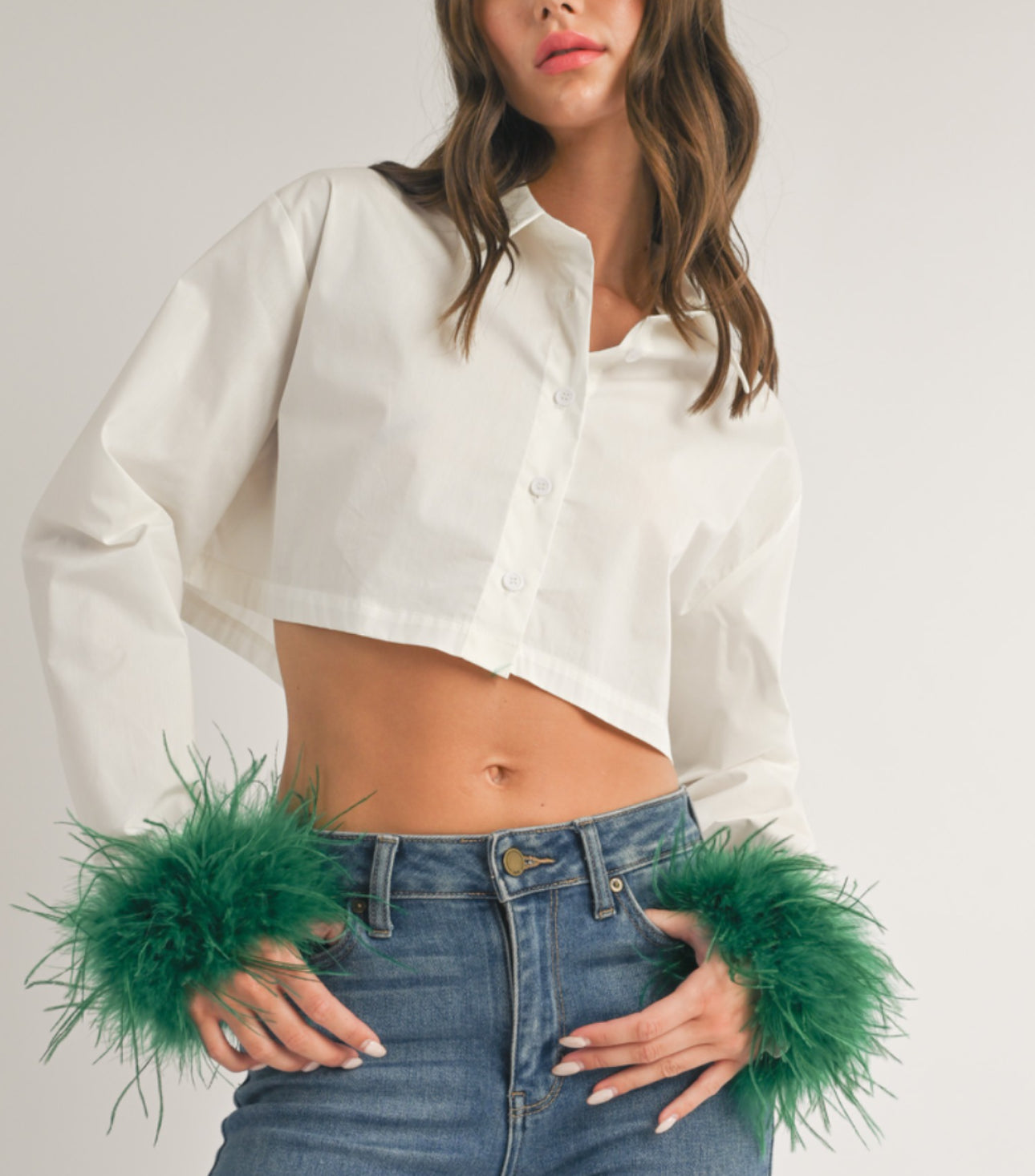 Green feather top