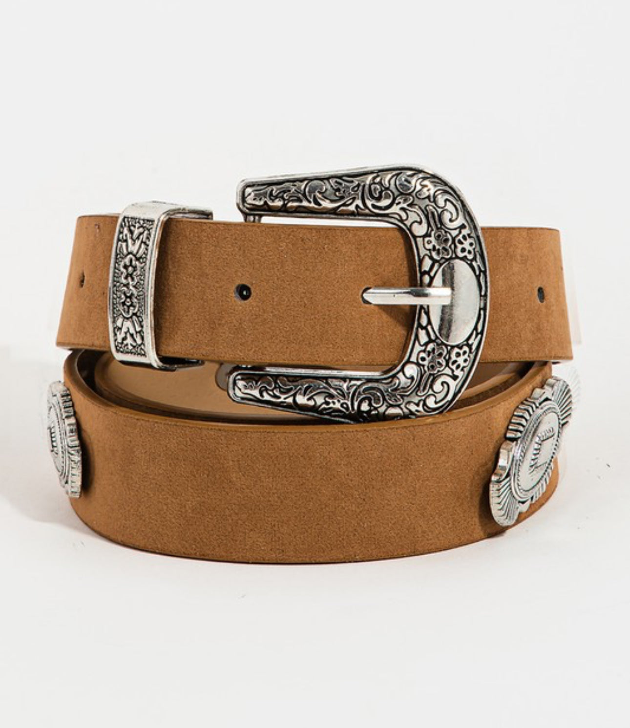 Faux leather buckle belt