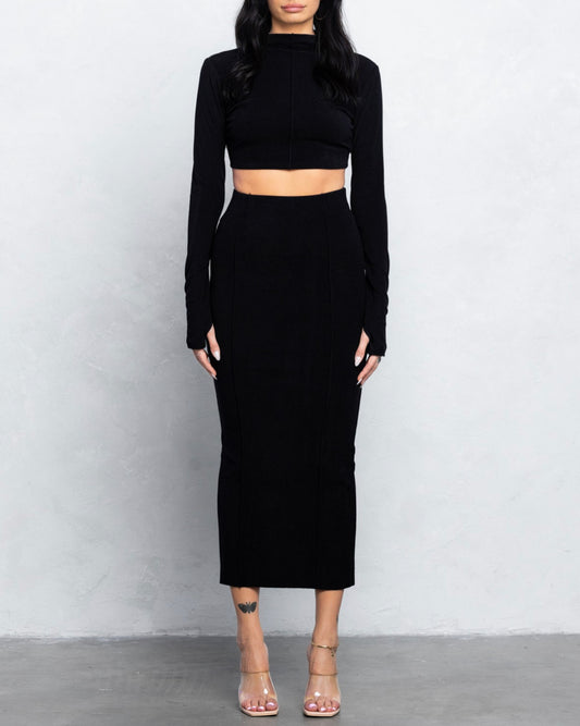 Black long skirt set