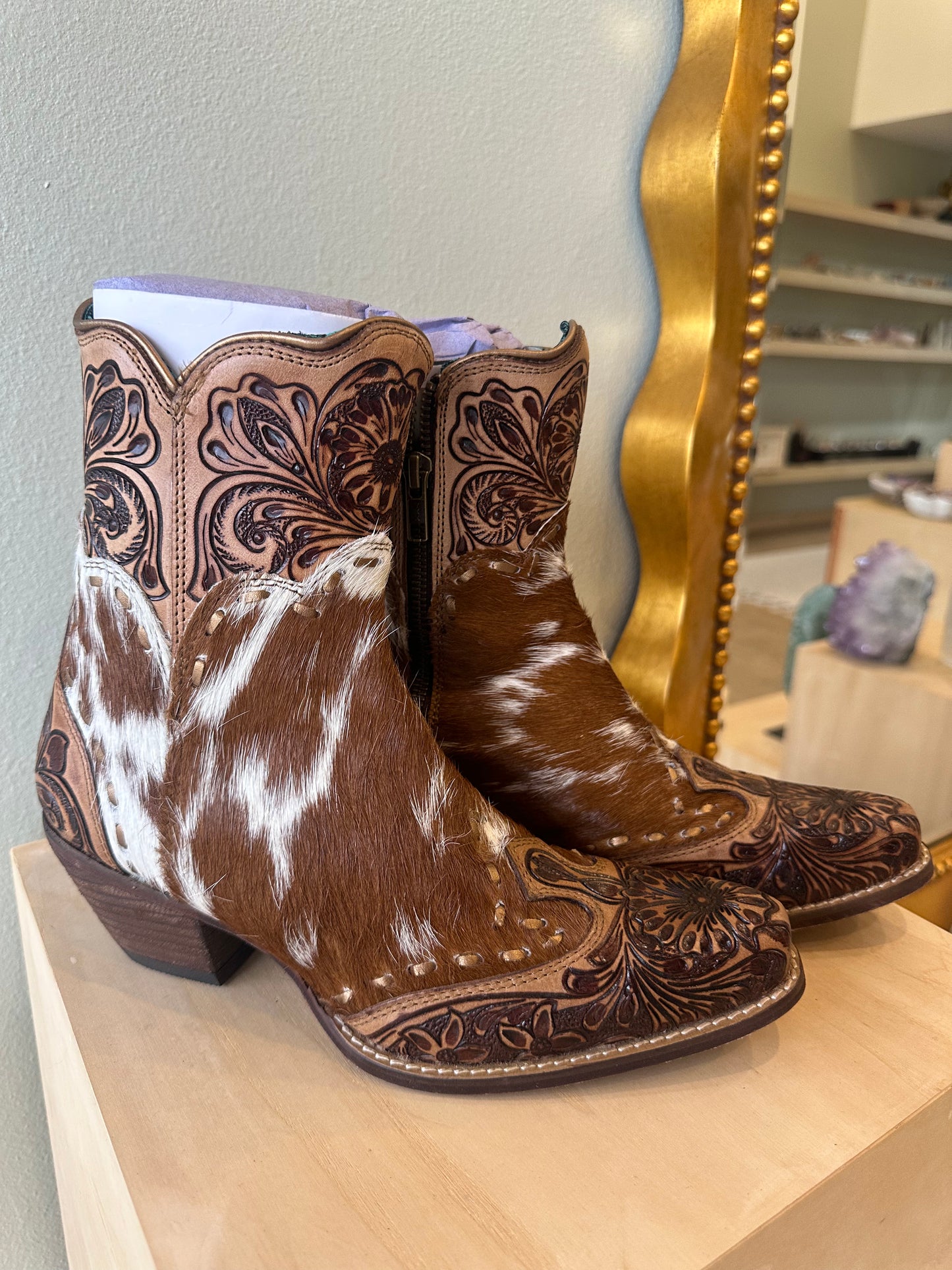 Leather cowhide boots