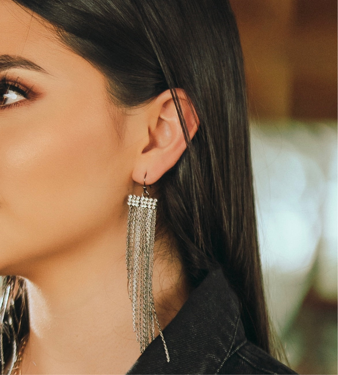 rhinestone fringe earrings
