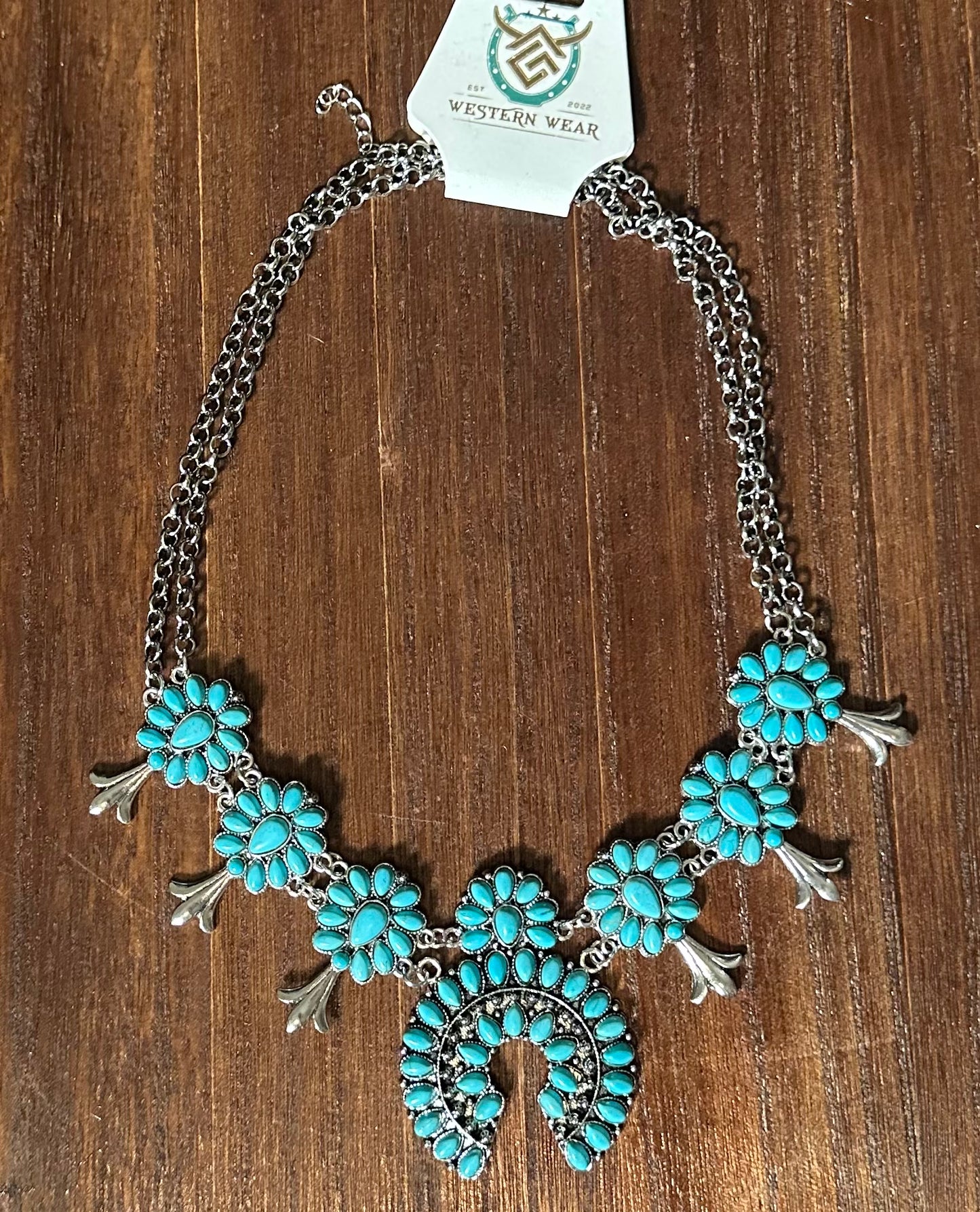 Turquoise flower squash necklace