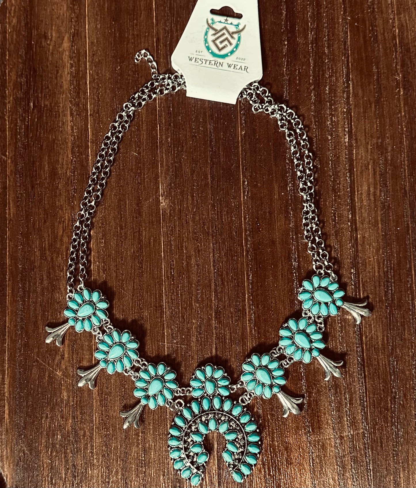 Turquoise flower squash necklace