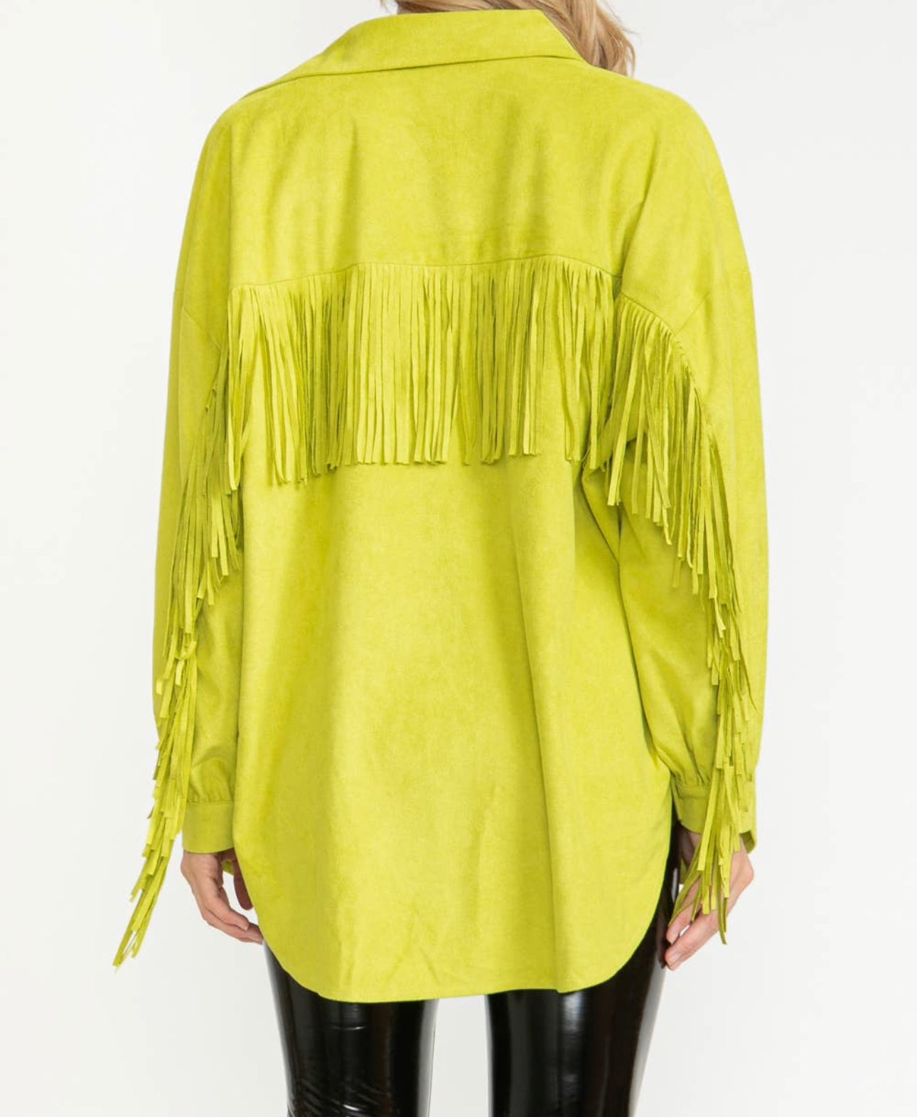 Green fringe button down